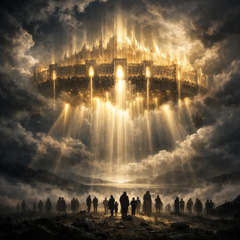 Symbolic illustration of the coming Kingdom: crown over the earth