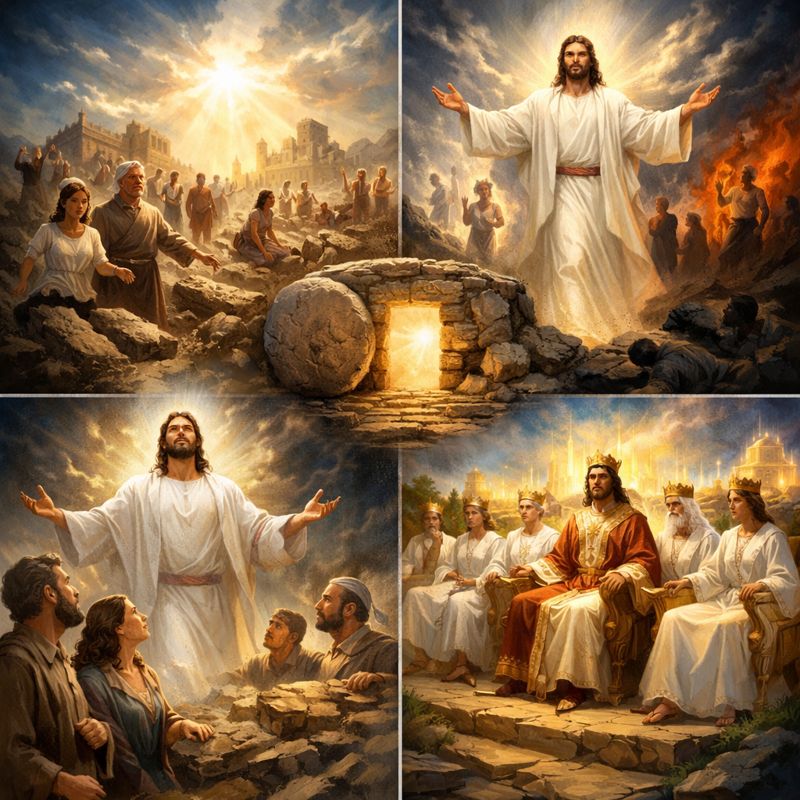 Symbolic illustration of resurrection and reigning